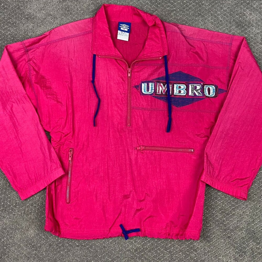 Vintage Umbro Windbreaker Jacket Adult Small Neon Pink Men's Women's